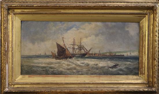 Thomas Bush Hardy (1842-1897) La Cote à Wimereux and Fishing boats at sea 12 x 26in.